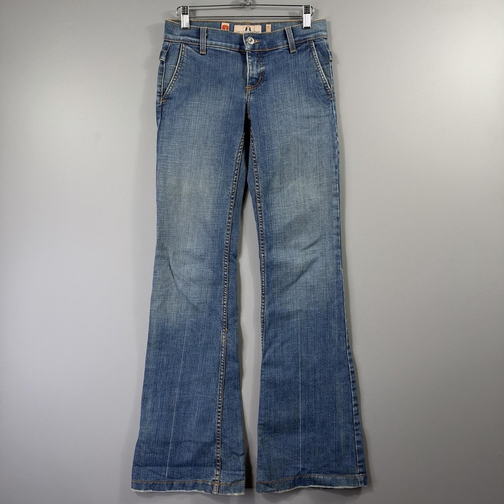 Y2K Juicy Couture Jeans Womens 24 Medium Wash Bootcut Mid Rise Distressed Denim